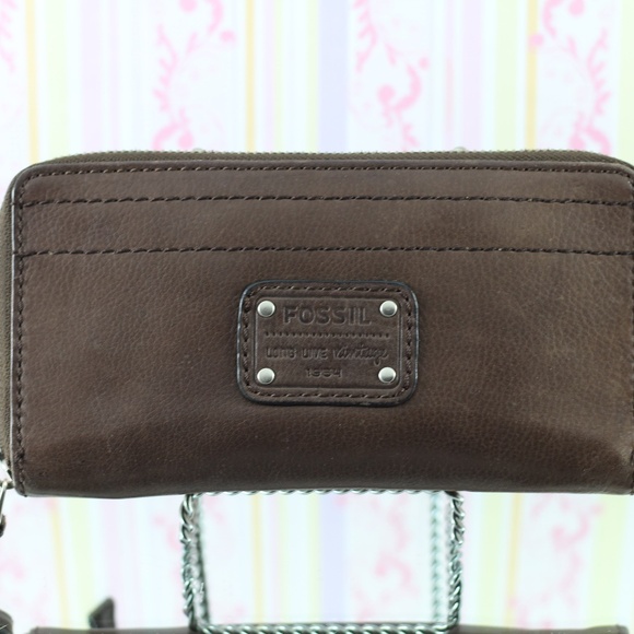 Fossil Brown Leather Wallet Vintage - Picture 4 of 13